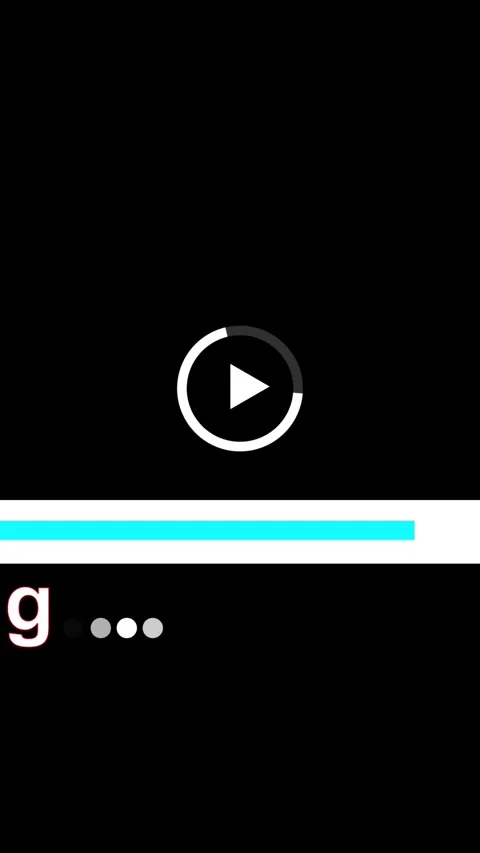 Black Screen with White Pause Symbol and Cyan Progress Bar abstract Stock Footage 337460199