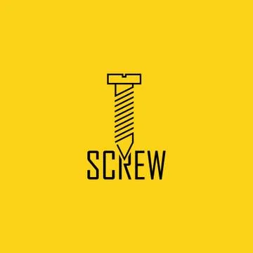 Black screw and text vector logo design with yellow background Иллюстрация