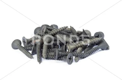 Black screw isolate Stock Photos
