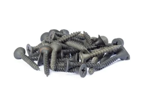 Black screw isolate Stock Photos