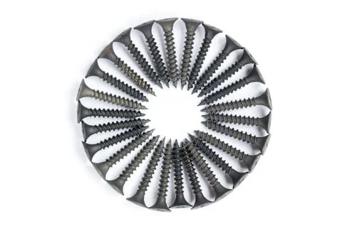 Black screw on white background Foto stock