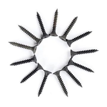 Black screw on white background Stock Photos