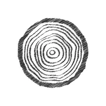 Black scribble tree ring Stock Illustration