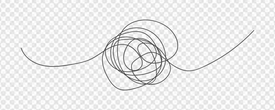Black scribbles on transparent background, chaotic lines Stock Illustration