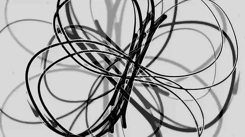 Black scribbles on white background, abstract tangled lines Stock Illustration