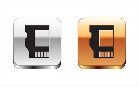Black SD card icon isolated on white background. Memory card. Adapter icon Stock Illustration