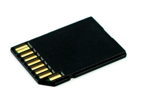 Black sd flash memory card isolate on white background Stock Photos