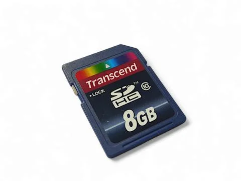 Black SDHC transcend memory card isolated on white background Stock Photos