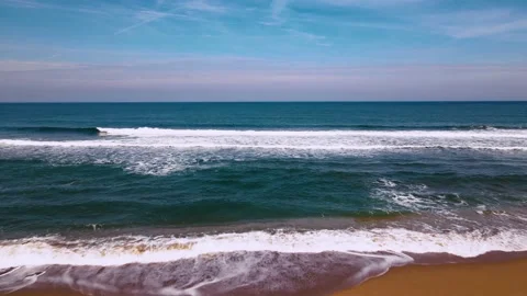 Black Sea coast camera moving from beach to wavy sea in Agva Istanbul Turkey Stock Footage 201019322