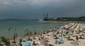 Black Sea coast, horizon, nature, Beach in Balchik, Bulgaria HD Footage
