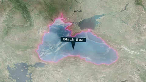 Black Sea Map - Clouds Effect Stock Footage 266975528