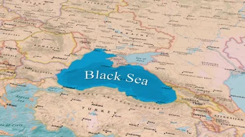 Black Sea Region Map Showing Surrounding Countries And Coastline Animation Stock Footage 344620659