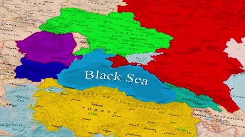 Black Sea Region Map Showing Surrounding Countries And Coastline Animation Stock Footage 344620660