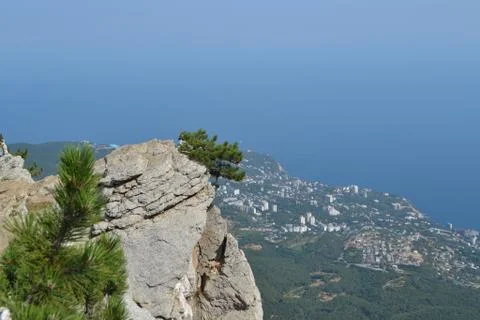 The Black Sea scenery from the mountain Stock Photos