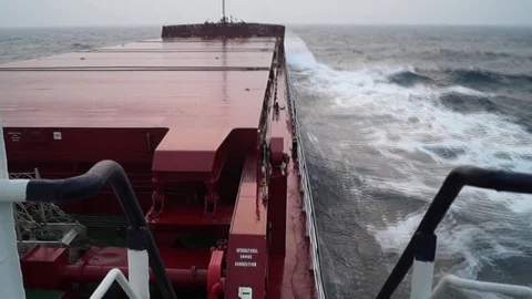 The black sea storm the ship work Stock Footage 82991880