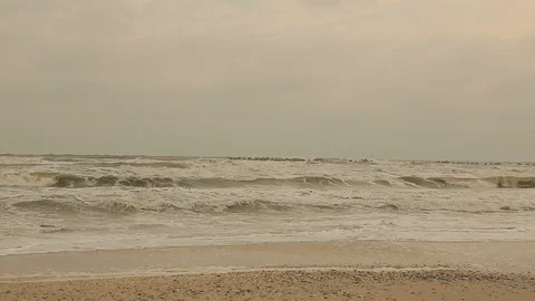 Black Sea with strong waves in winter Stock Footage 101976255