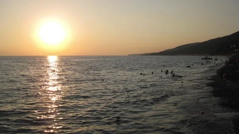 A Black Sea at sunset Stock Footage 106634823