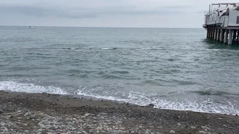 Black sea, surf line at cloudy weather Stock Footage 152995618