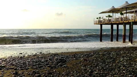 Black sea waves Stock Footage 136257993