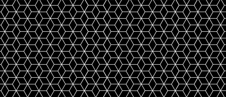 Black seamless cube geometric pattern. Square or hexagon background. Vector.. Stock Illustration