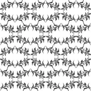 Black seamless pattern and twigs and leaves. Vector illustration Stock Illustration
