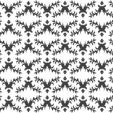 Black seamless pattern and twigs and leaves. Vector illustration Stock Illustration