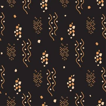 Black seamless pattern in doodle style. Geometric composition. Stock Illustration