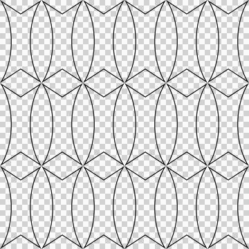 Black seamless pattern in linear style of rhombuses and abstract shapes Stock Photos