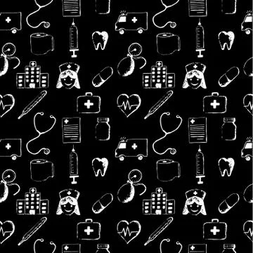 Black seamless pattern-medical items Stock Illustration
