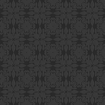 Black seamless pattern, monochrome arabesque ornate arabic dark black backgro Illustrazione stock