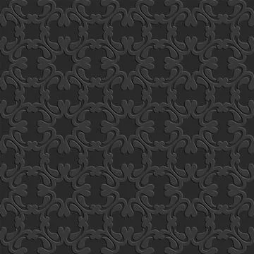 Black seamless pattern, monochrome arabesque arabic dark background for desig Stock Illustration