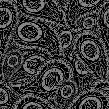 Black seamless pattern with paisley. Vector illustration Stock Illustration