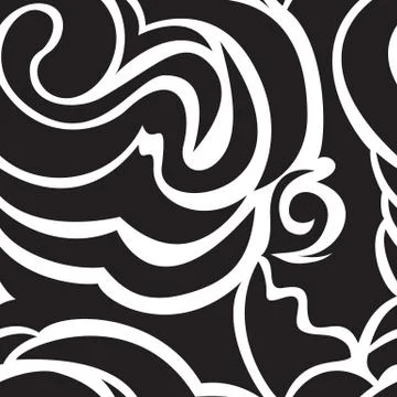 Black seamless texture of spirals and curls. Monochrome Pattern. Spiral curls Illustration