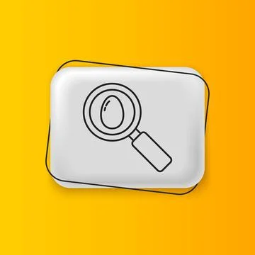 Black Search and easter egg icon isolated on yellow background. Happy Easte.. 스톡 일러스트