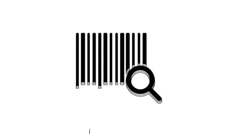 Black Search barcode icon isolated on white background. Magnifying glass Stock Footage 233802652