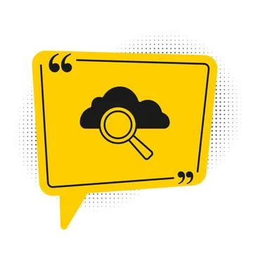 Black Search cloud computing icon isolated on white background. Magnifying .. Illustrazione stock