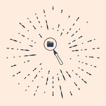 Black Search concept with folder icon isolated on beige background. Magnifying Stock Illustration