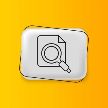 Black Search concept with folder icon isolated on yellow background. Magnif.. Illustrazione stock