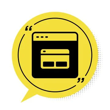 Black Search engine icon isolated on white background. Yellow speech bubble 库存插图