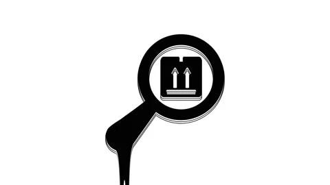Black Search package icon isolated on white background. Parcel tracking symbol Stock Footage 233802818
