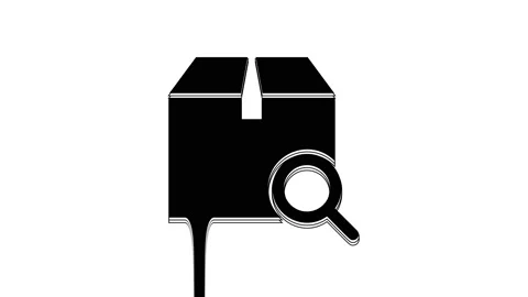 Black Search package icon isolated on white background. Parcel tracking symbol Stock Footage 233803105