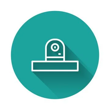 Black Security camera icon isolated on white background. Abstract banner with Stock Illustration