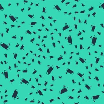 Black Security camera icon isolated seamless pattern on green background. Vector Stock Illustration