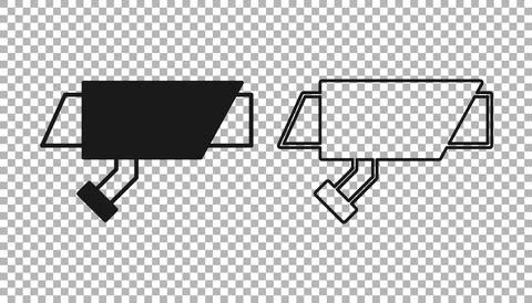 Black Security camera icon isolated on transparent background. Vector Illustrazione stock