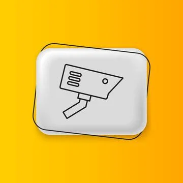Black Security camera icon isolated on yellow background. Silver rectangle .. イラスト素材