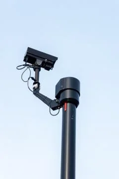 Black security camera Stock Photos