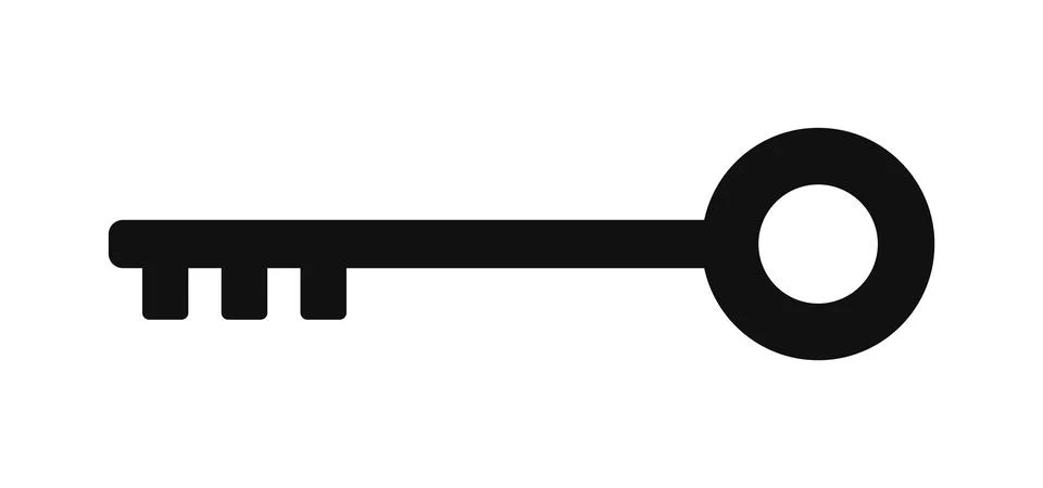 Black Security Key Flat Icon Isolated Vector Illustration Stock Illustration