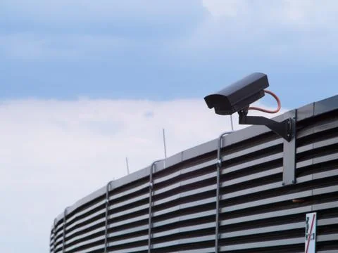 Black security surveillance camera Stock Photos