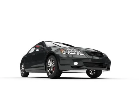 Black Sedan Front View 스톡 일러스트
