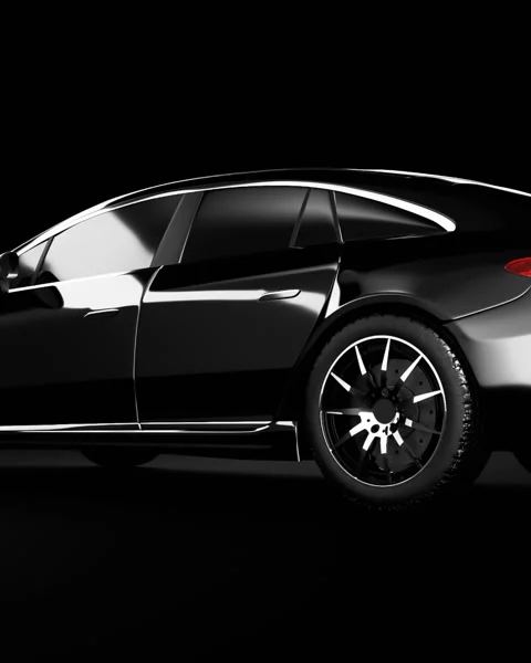 Black sedan on studio background Video stock 303668823